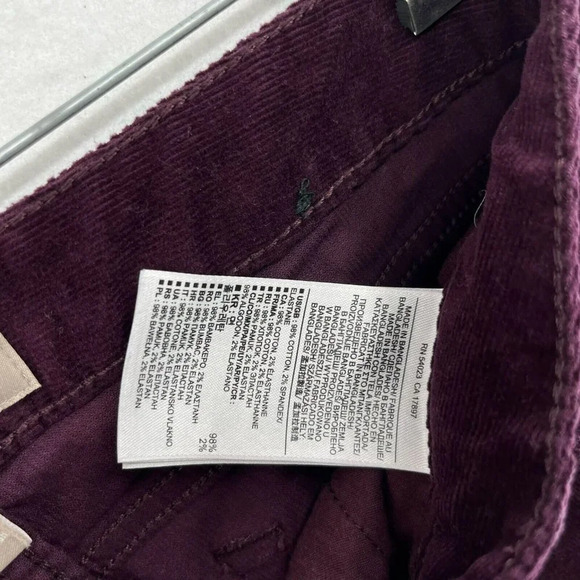 Banana Republic Corduroy Jeans Womens Sz 26P Purple Skinny Fit Low-Rise Stretch - Picture 10 of 12